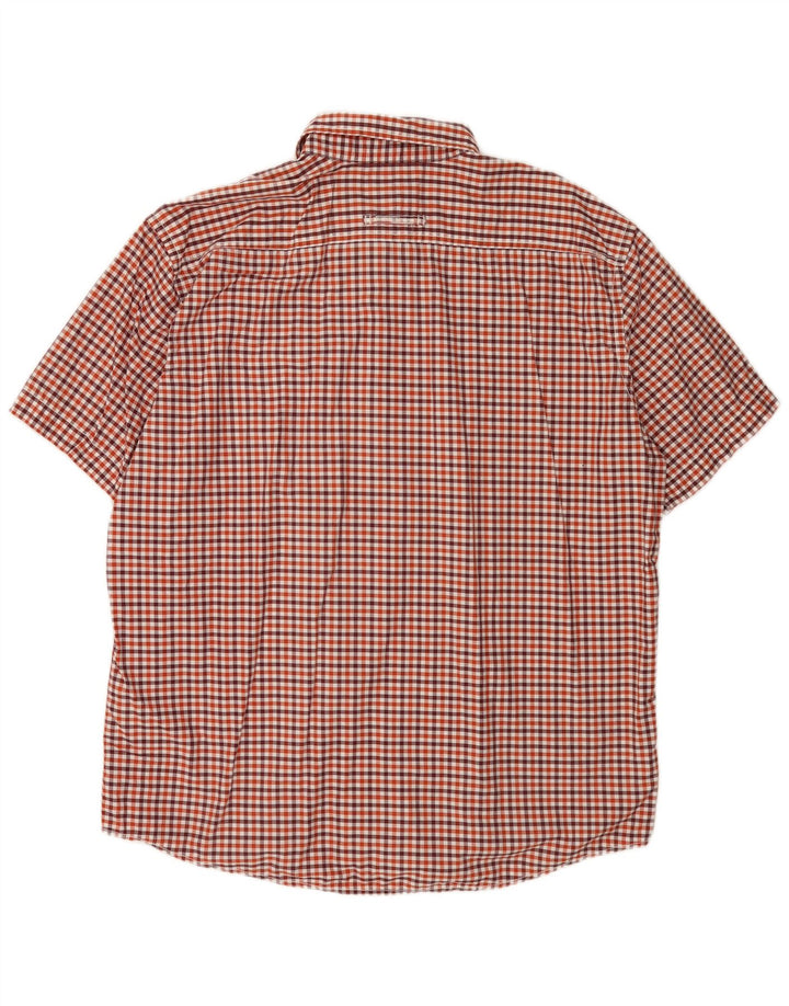Camel Active Camisa masculina de manga curta regular fit 2XL algodão vermelho guingão