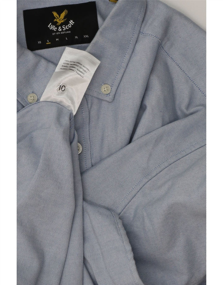 Camisa masculina de manga curta Lyle & Scott pequena azul algodão
