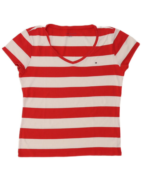 Camiseta feminina TOMMY HILFIGER UK 18 XL algodão listrado vermelho