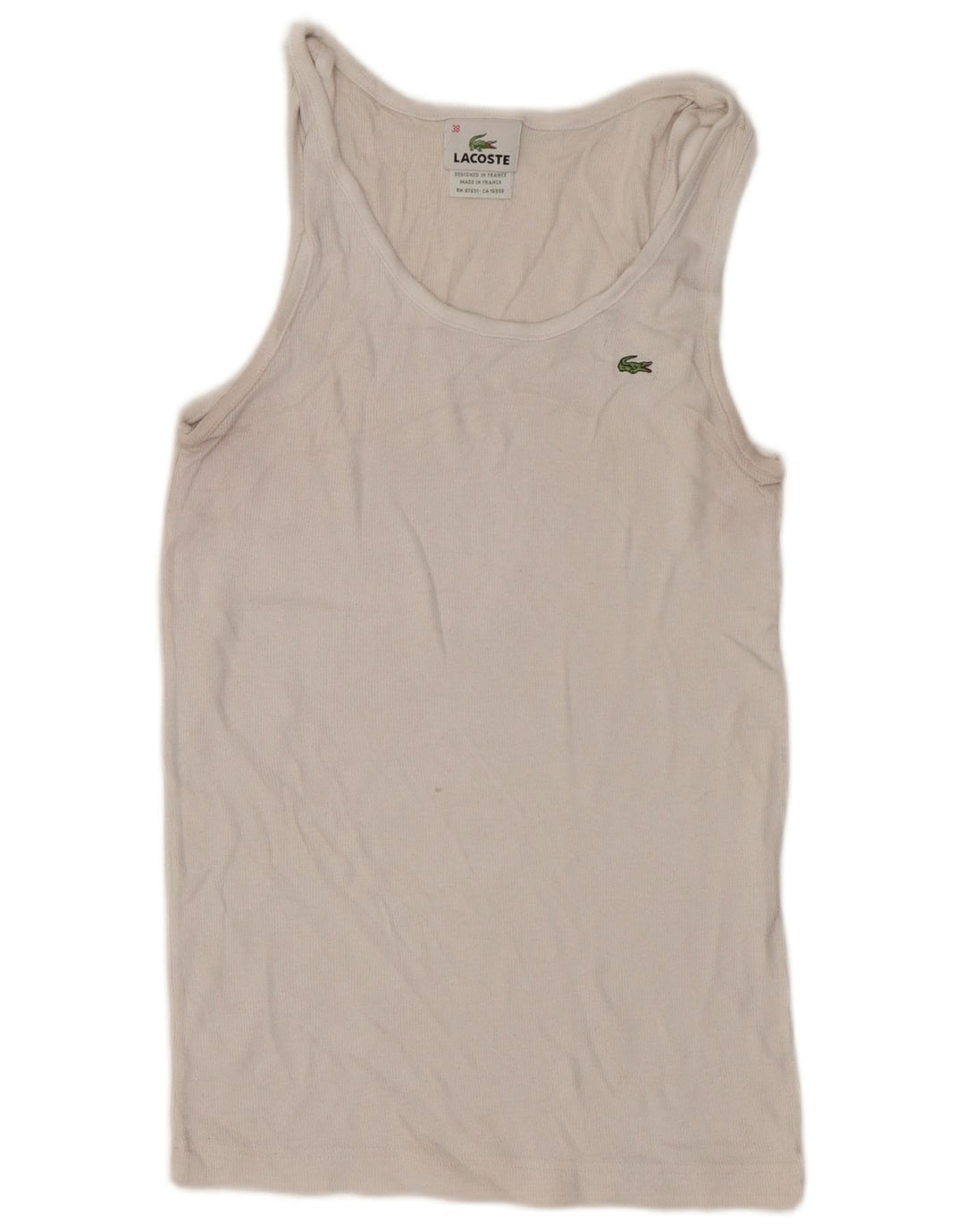 Colete feminino Lacoste tamanho superior 38 algodão branco médio
