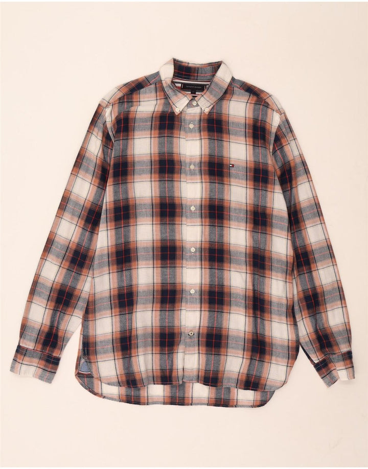 Camisa masculina de flanela Tommy Hilfiger grande algodão xadrez multicolorido