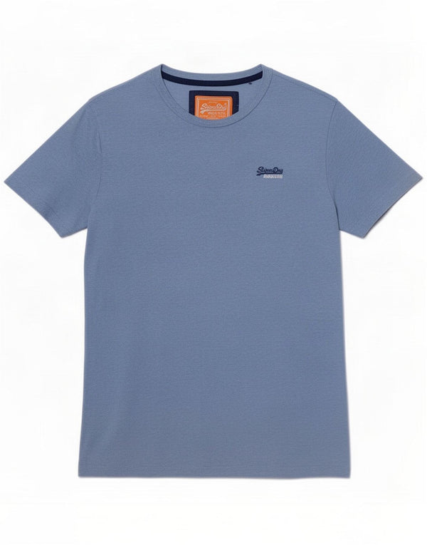 Camiseta masculina Superdry Top algodão manchado azul médio