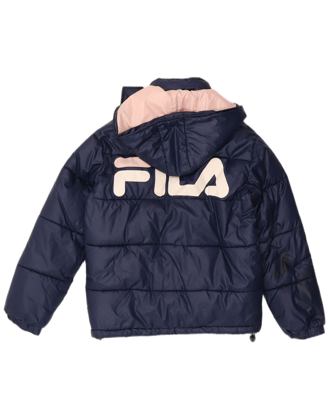 Jaqueta feminina Fila Oversized Graphic acolchoada UK 6 XS azul marinho poliéster