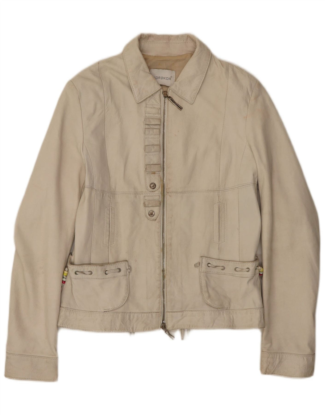 Jaqueta de couro feminina Kor@Kor IT 48 XL em couro branco