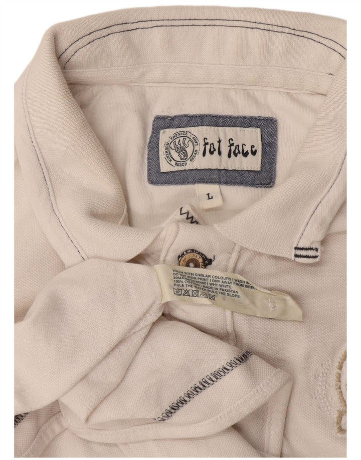 Camisa polo gráfica masculina Fat Face grande algodão branco