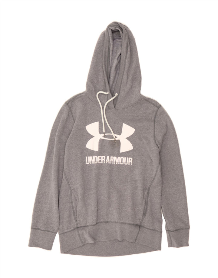 UNDER ARMOUR Womens Graphic Hoodie Jumper UK 10 Small Grey Cotton Vintage Under Armour and Second-Hand Under Armour from Messina Hembry 