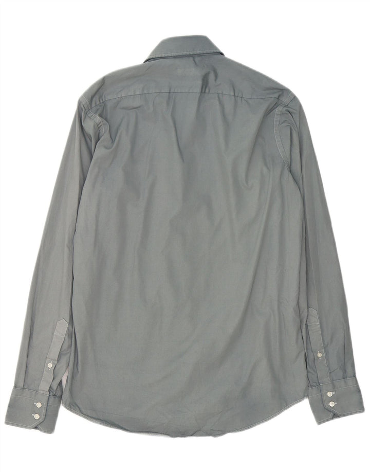 Camisa masculina Hugo Boss Regular Fit tamanho 38 15 algodão cinza médio