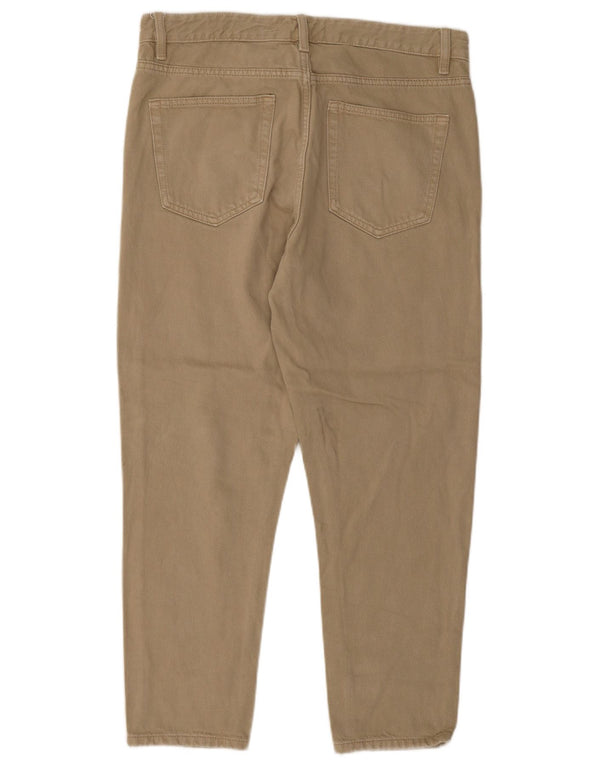 Zara Calça masculina reta cortada EU 42 Médio W32 L25 Algodão bege