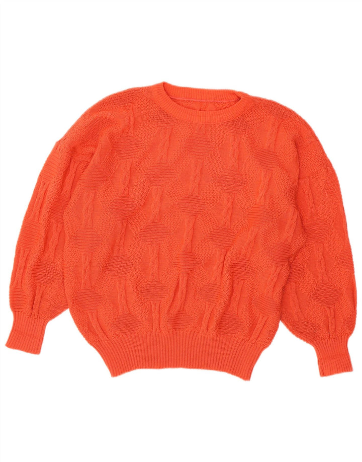 Suéter feminino VINTAGE com gola redonda UK 18 XL laranja acrílico