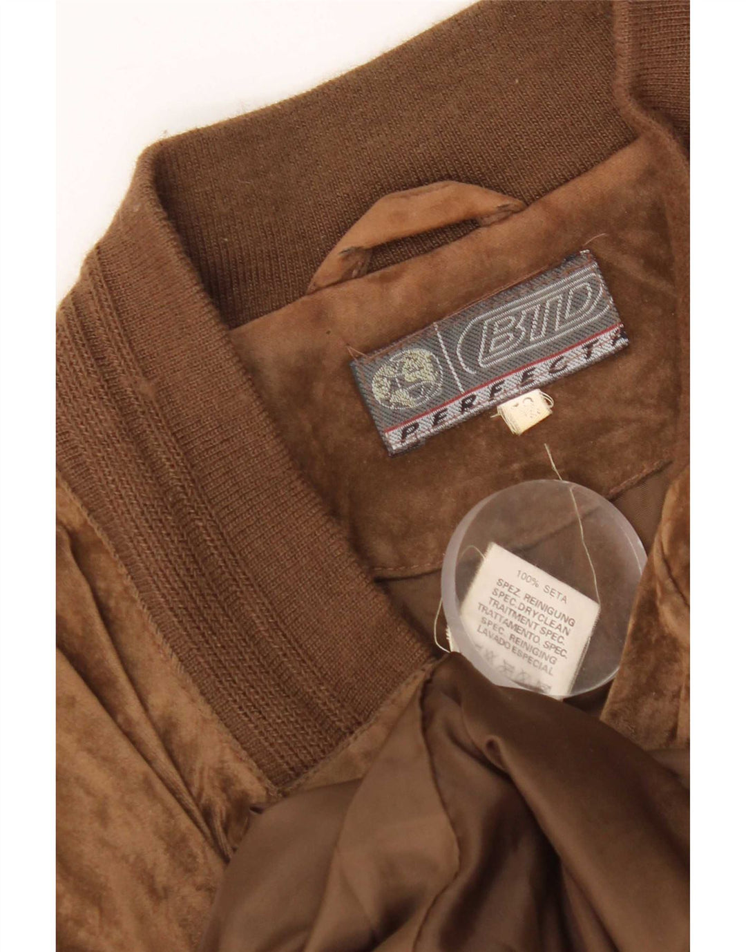 Jaqueta bomber masculina vintage de veludo IT 52 XL seda marrom