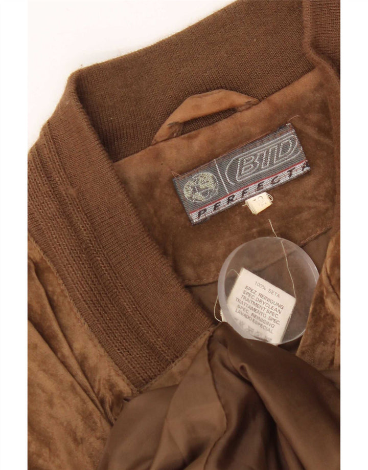 Jaqueta bomber masculina vintage de veludo IT 52 XL seda marrom