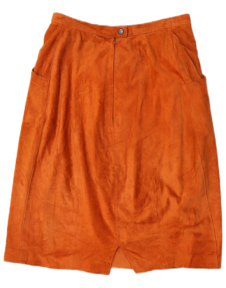 Saia midi feminina vintage de camurça W26 pequena bege