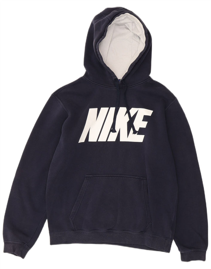 Jumper com capuz gráfico masculino Nike médio azul marinho algodão
