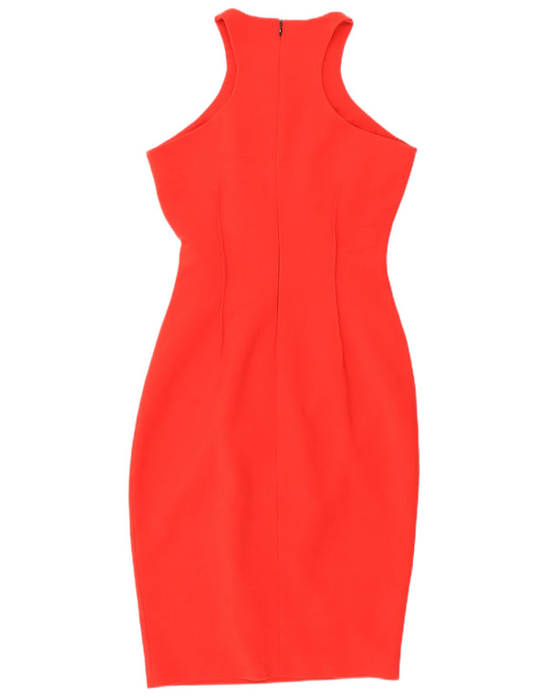 Vestido bodycon feminino sem mangas Zara Reino Unido 10 pequeno algodão vermelho
