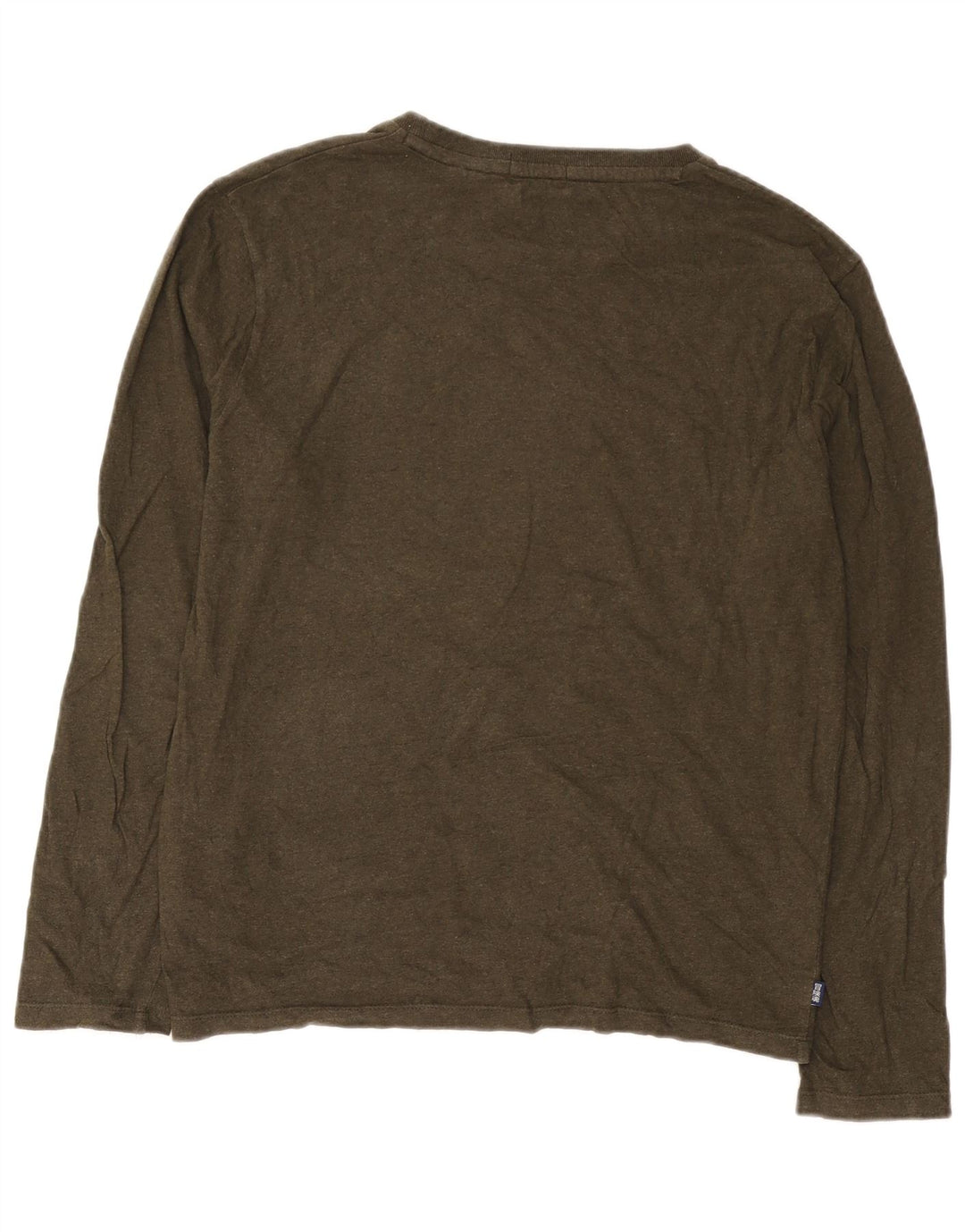 Superdry Mens Top Manga Longa XL Algodão Cáqui