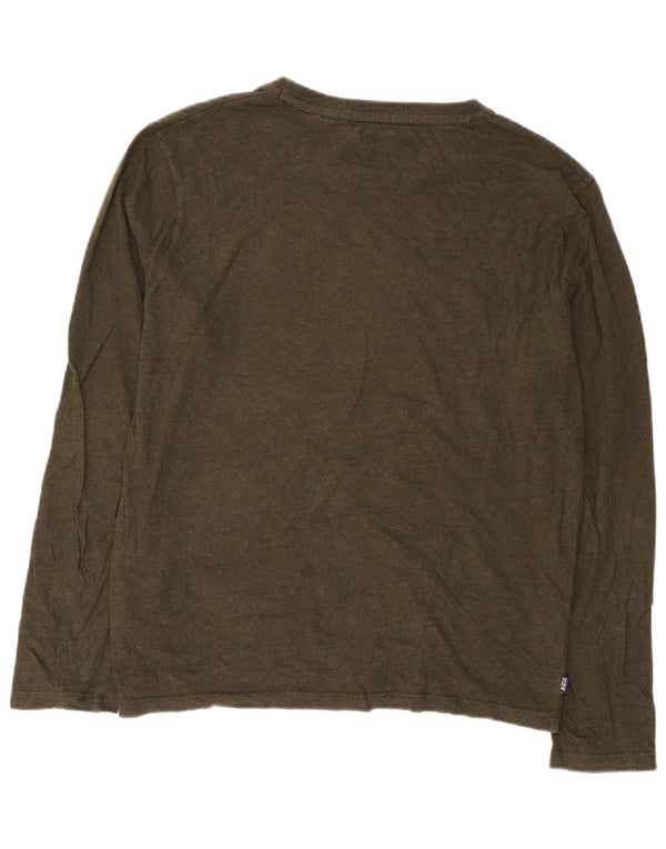 Superdry Mens Top Long Sleeve XL Khaki Cotton