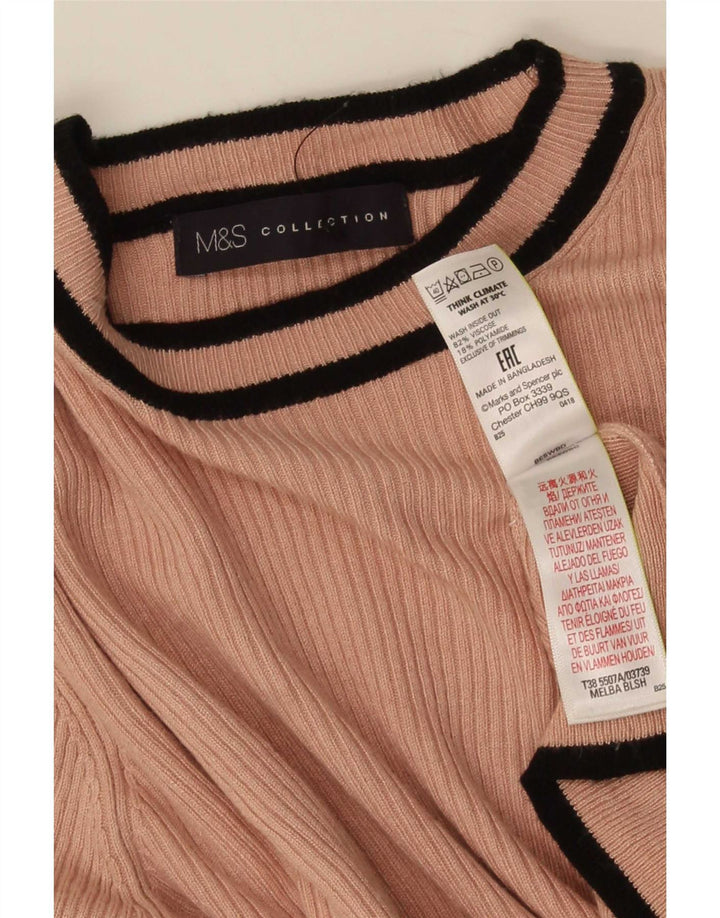 Blusa feminina Marks & Spencer UK 14 grande viscose listrada rosa