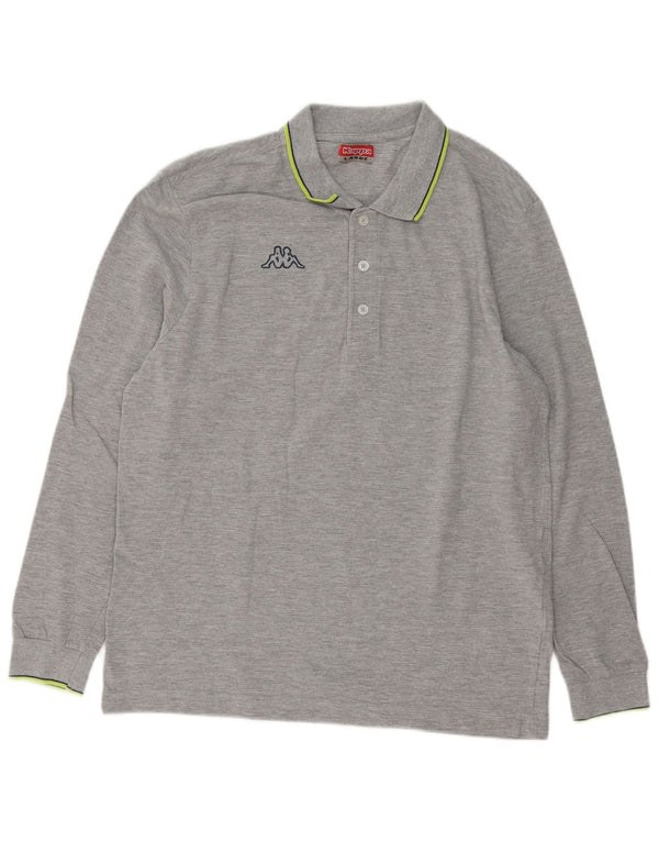Camisa polo masculina Kappa manga comprida regular fit grande algodão cinza