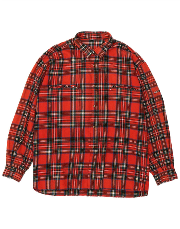 Camisa masculina vintage de flanela XL xadrez vermelho