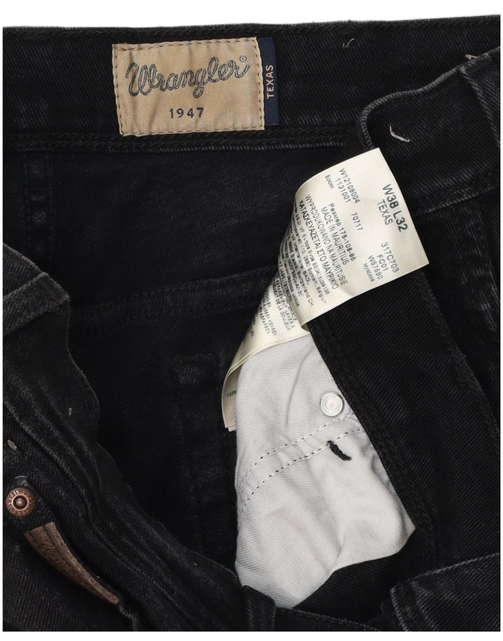 WRANGLER Masculino Texas Straight Jeans W38 L32 Algodão Preto