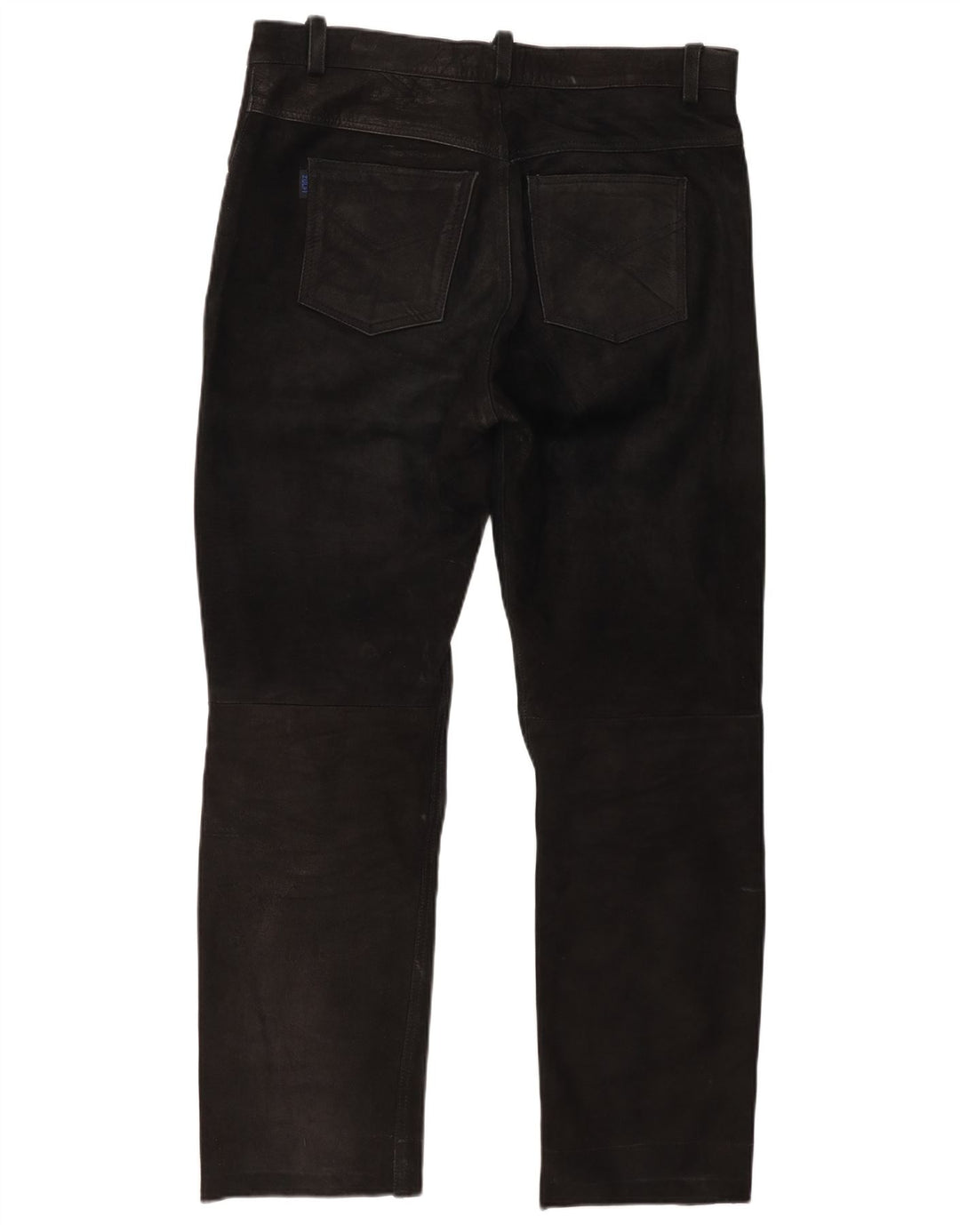 Calças de couro retas masculinas vintage W37 L30 pretas