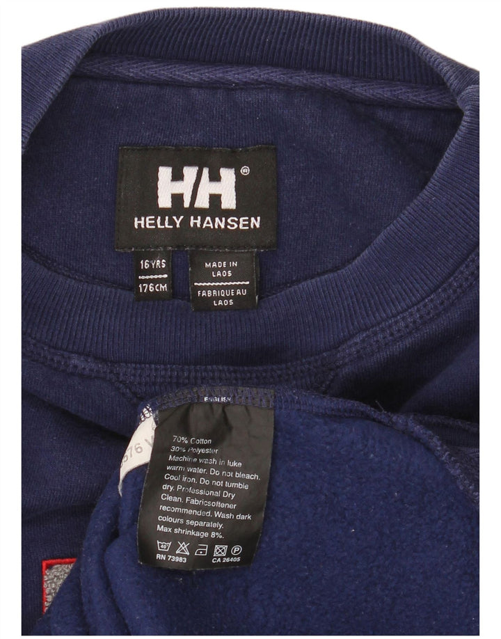 Suéter gráfico Helly Hansen Boys 15-16 anos azul marinho algodão