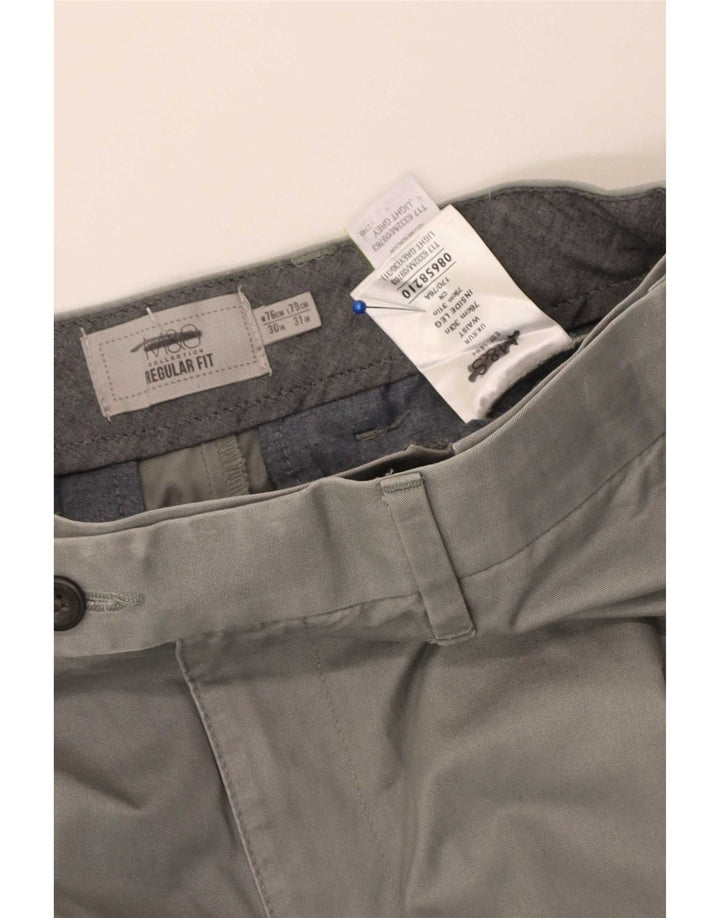 Calça masculina Marks & Spencer Pegged Regular Fit W30 L31 Algodão Cinza