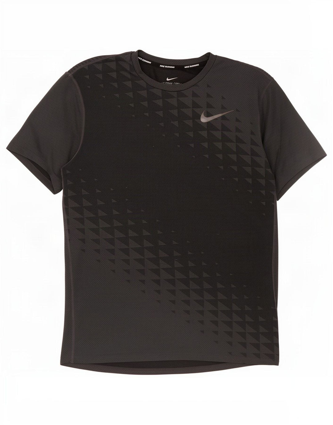 Nike Mens Running T-Shirt Top Cinza Médio Poliéster Geométrico