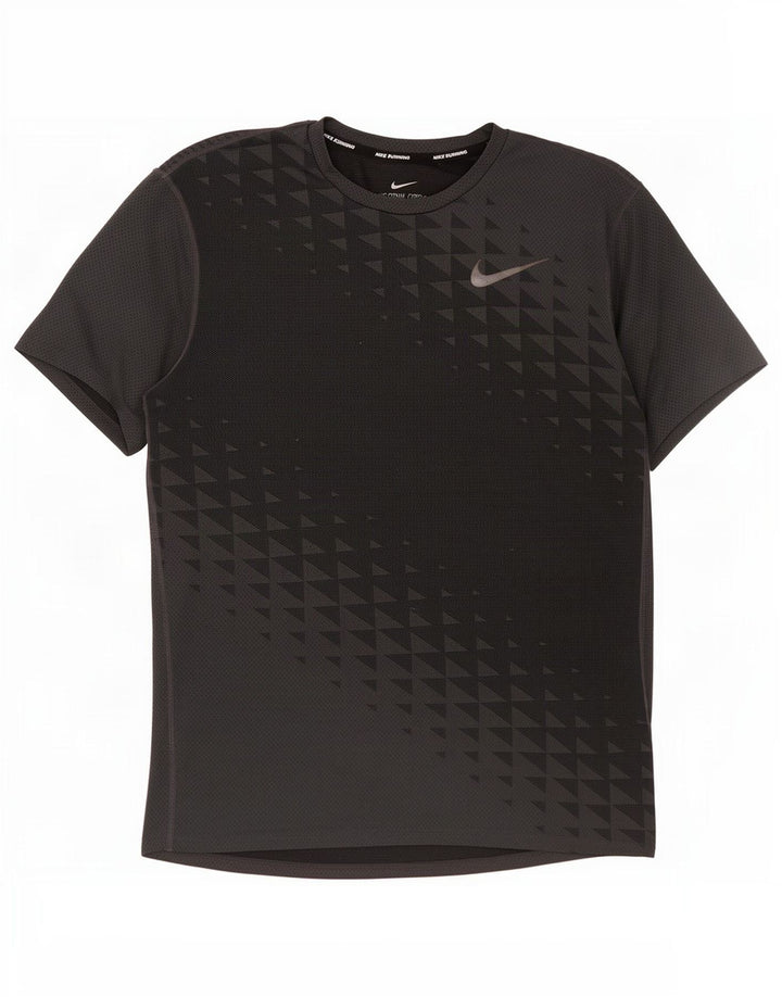 Nike Mens Running T-Shirt Top Cinza Médio Poliéster Geométrico
