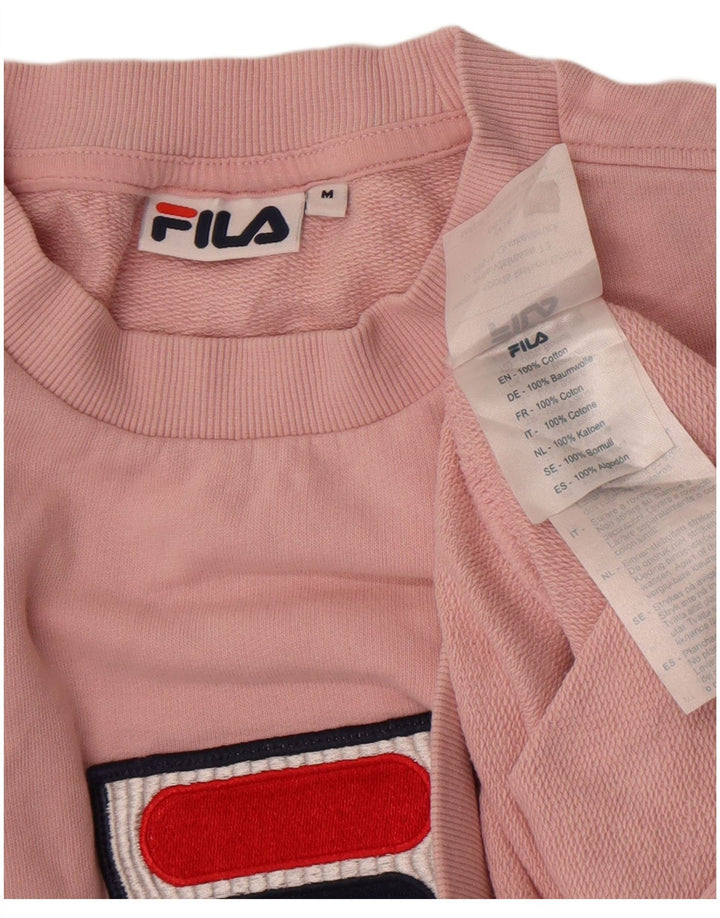 Fila moletom gráfico feminino jumper UK 14 médio algodão rosa
