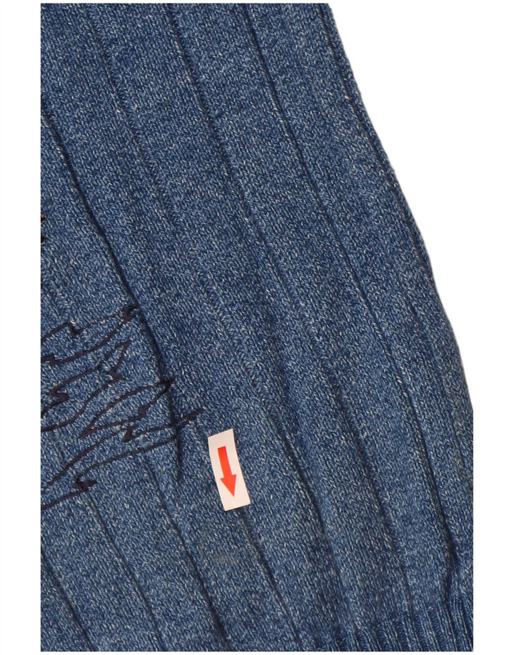 Suéter masculino vintage com decote em V XL azul algodão quadrinhos