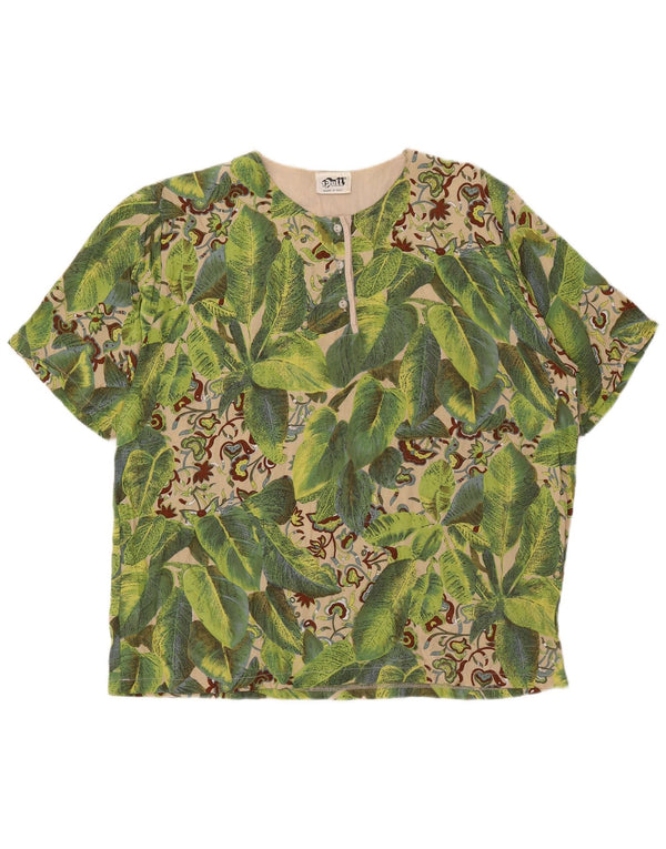 Blusa oversized feminina vintage UK 14 poliéster floral verde médio