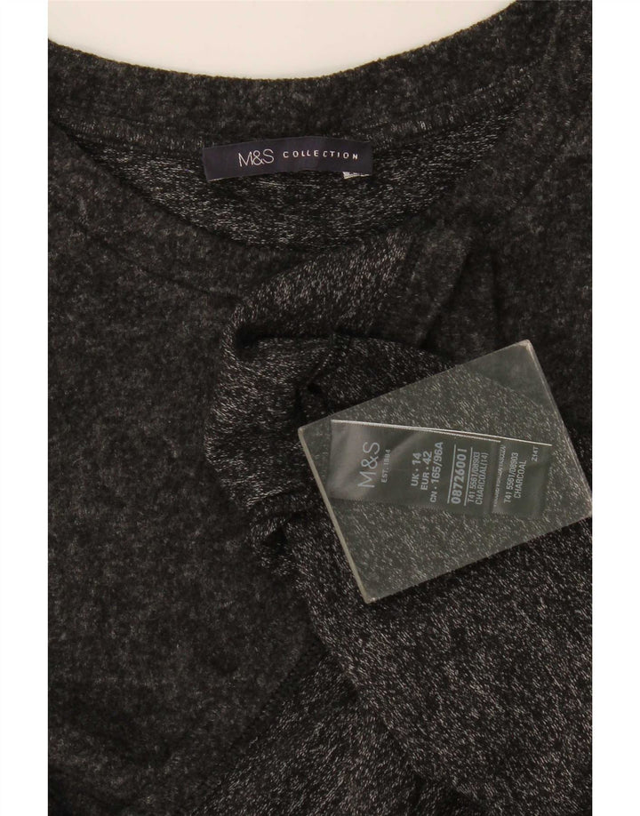 Top feminino Marks & Spencer manga comprida UK 14 poliéster cinza grande