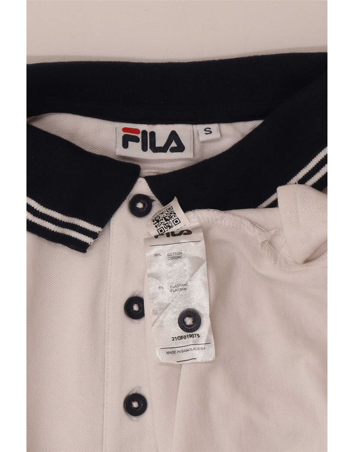 Camisa polo masculina Fila pequena algodão colorblock branco