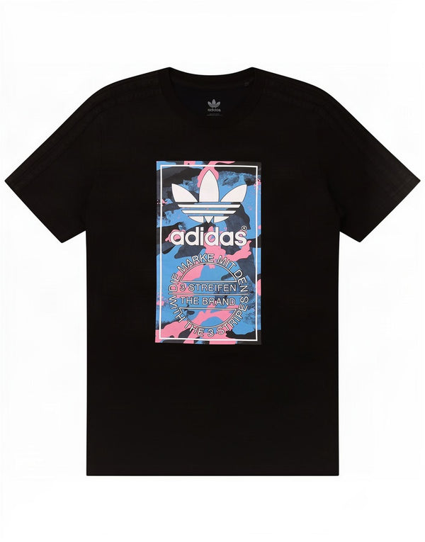Camiseta Adidas Boys Three Stripes Graphic Top 13-14 Anos Algodão Preto