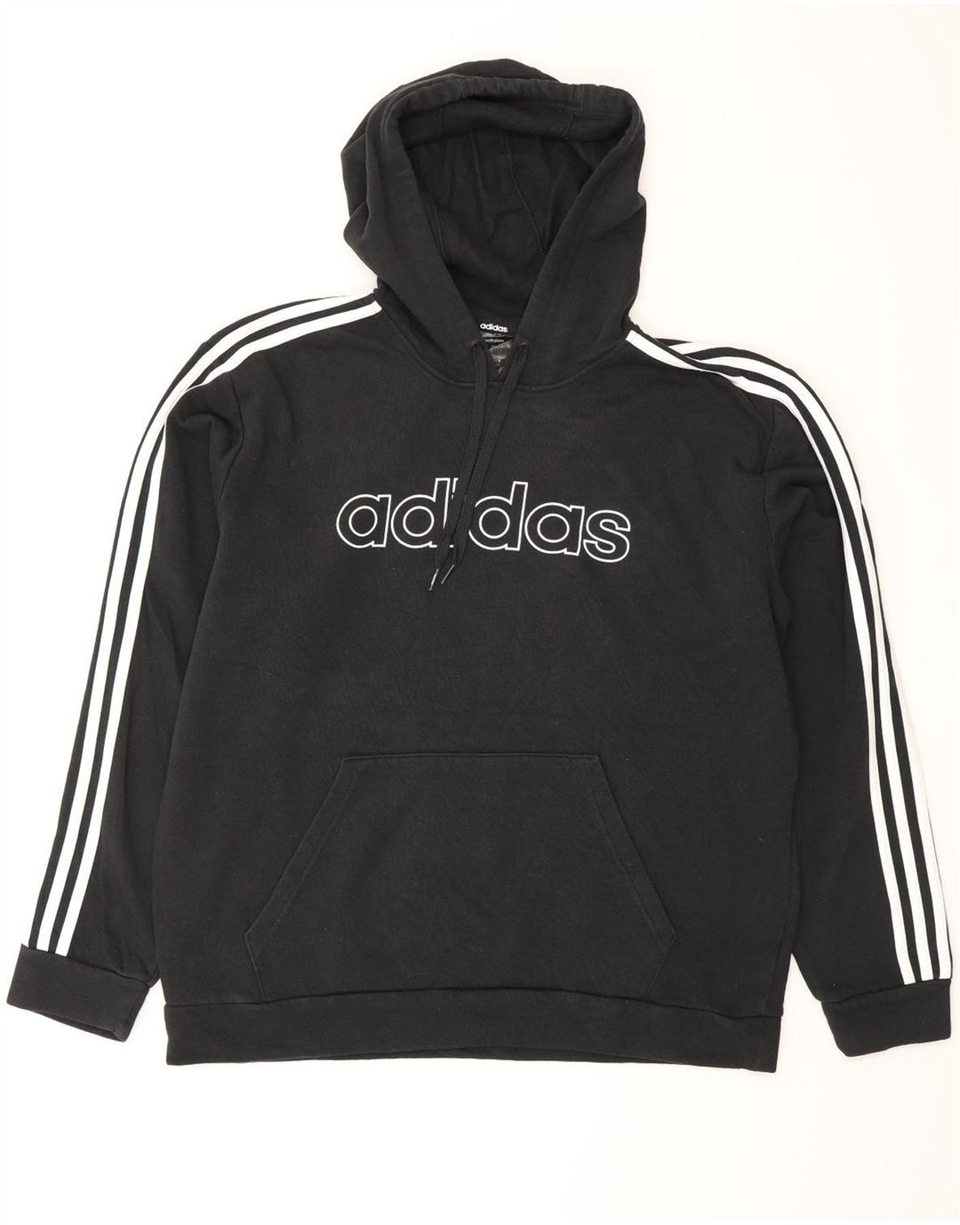 ADIDAS Mens Graphic Hoodie Jumper Grande Algodão Preto