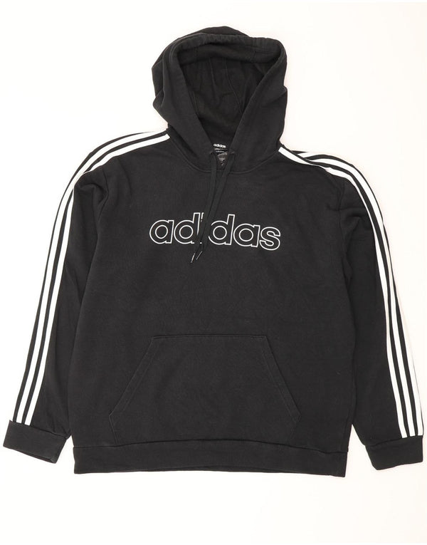 ADIDAS Mens Graphic Hoodie Jumper Grande Algodão Preto