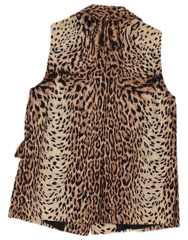 Jaqueta blazer feminina vintage com peito duplo Reino Unido 16 grande estampa animal marrom