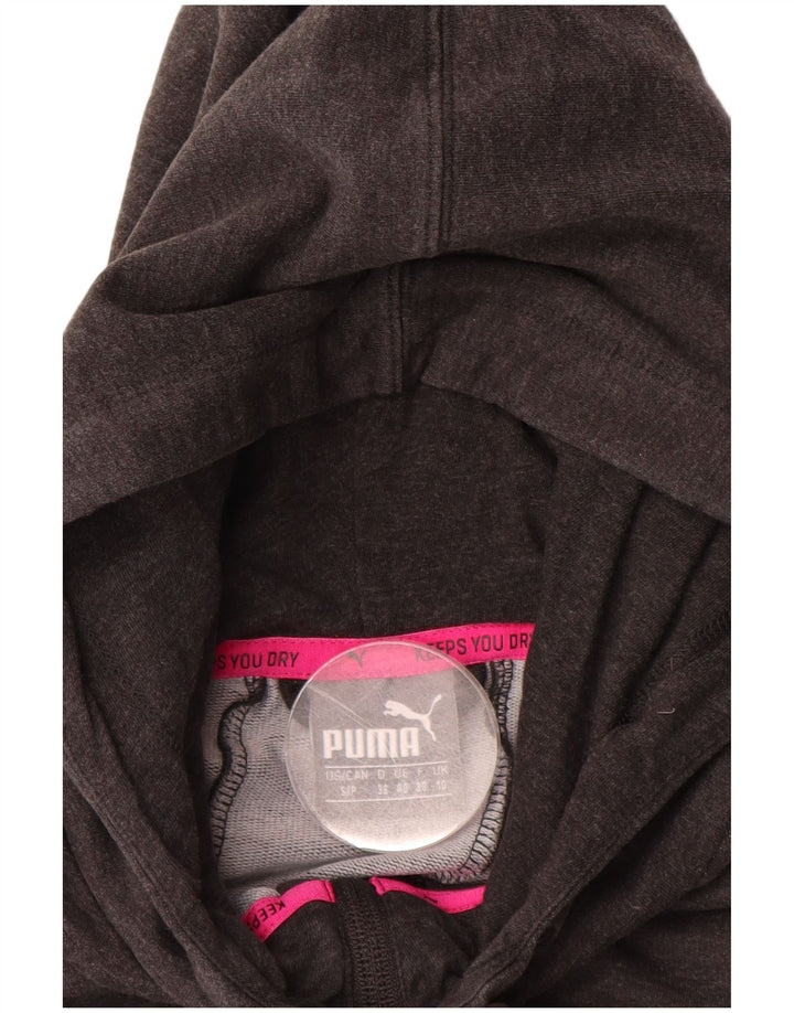 Suéter PUMA feminino com capuz e zíper UK 10 pequeno cinza
