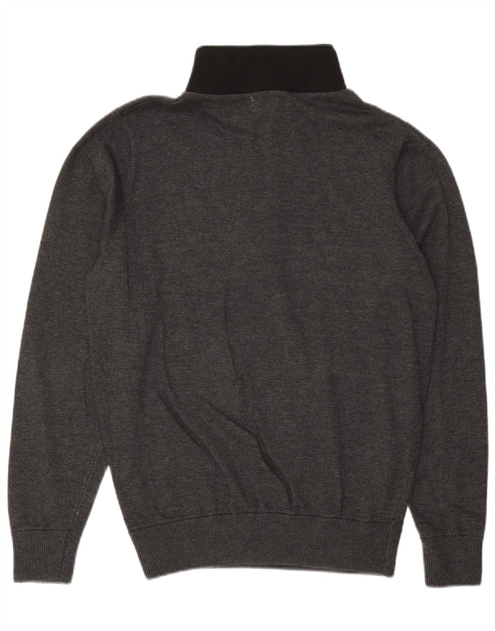 Suéter masculino CALVIN KLEIN com zíper e gola pequena de algodão cinza