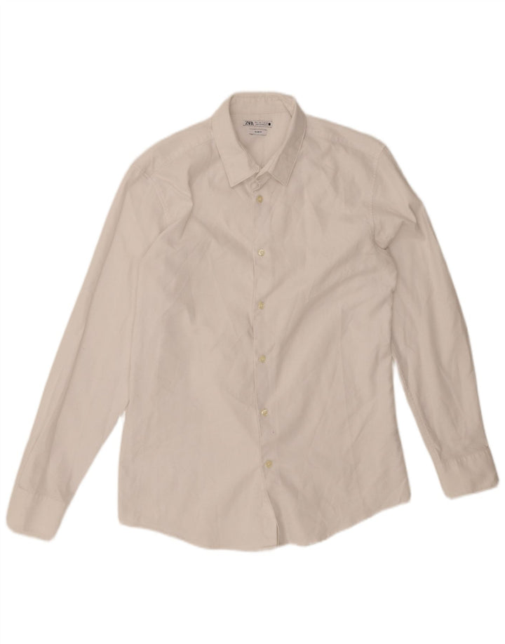 Camisa masculina ZARA Slim Fit grande algodão branco