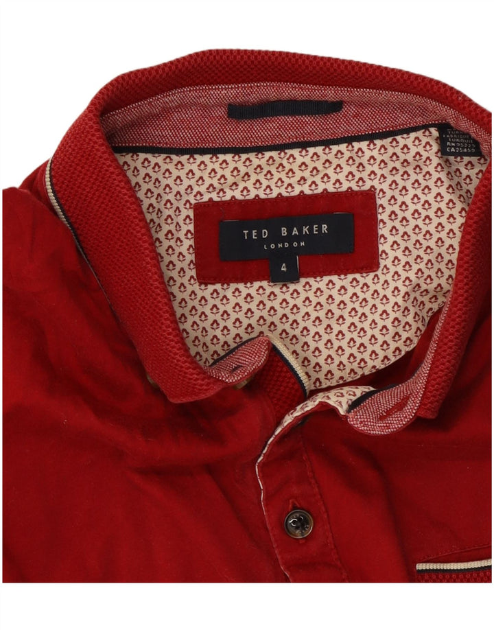 Camisa polo masculina Ted Baker tamanho 4 grande algodão vermelho
