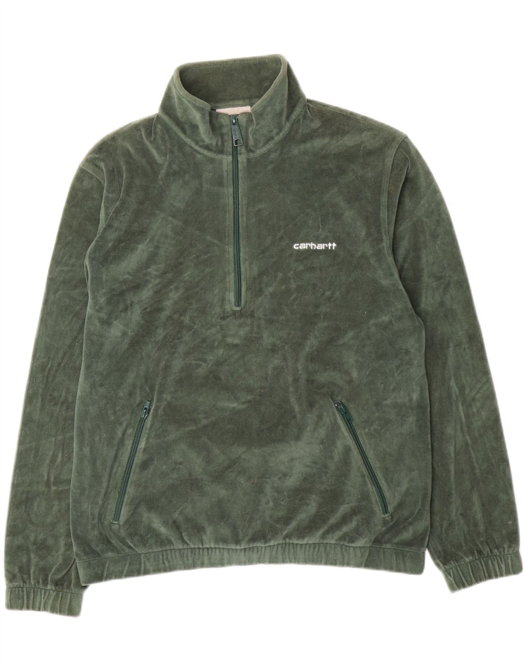 Moletom masculino Carhartt com zíper e gola em algodão verde pequeno