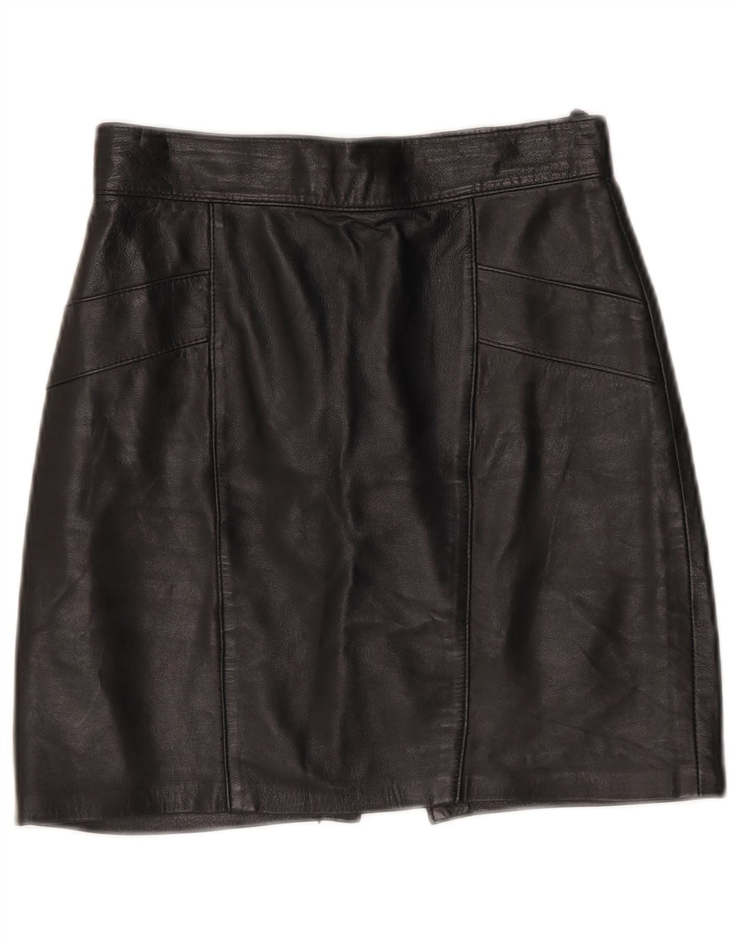 Mini saia de couro feminina vintage W25 XS preta