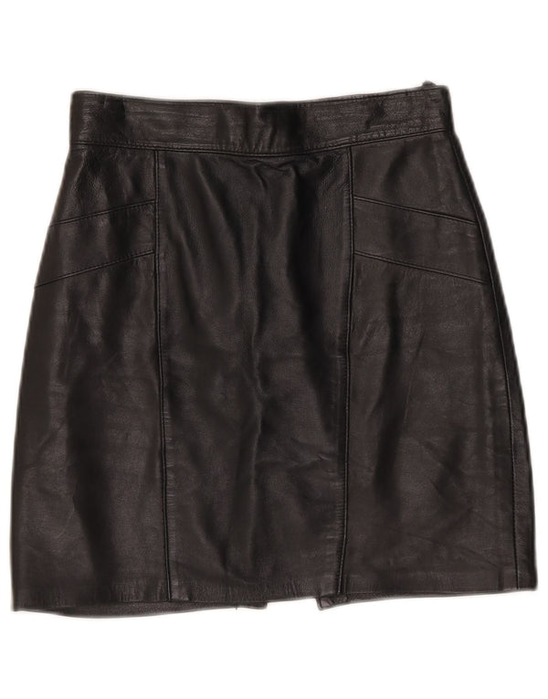 Mini saia de couro feminina vintage W25 XS preta