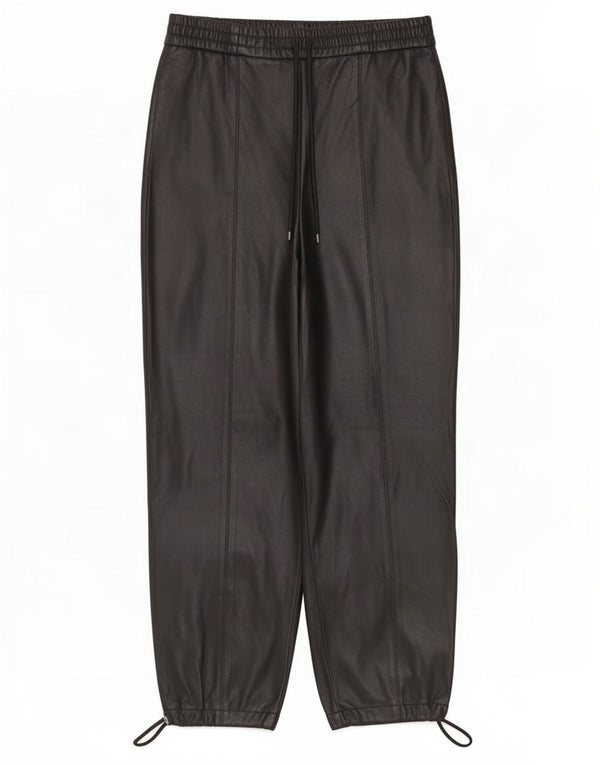 Zara Calça feminina joggers de couro sintético médio W32 L26 poliuretano preto