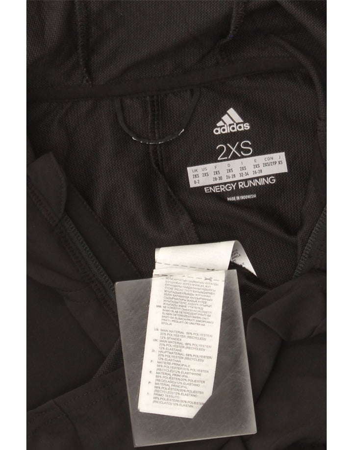 Adidas Womens Hooded Tracksuit Top Jacket UK 0/2 2XS Preto Poliéster