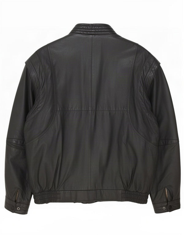 Jaqueta de couro masculina vintage UK 40 grande preta
