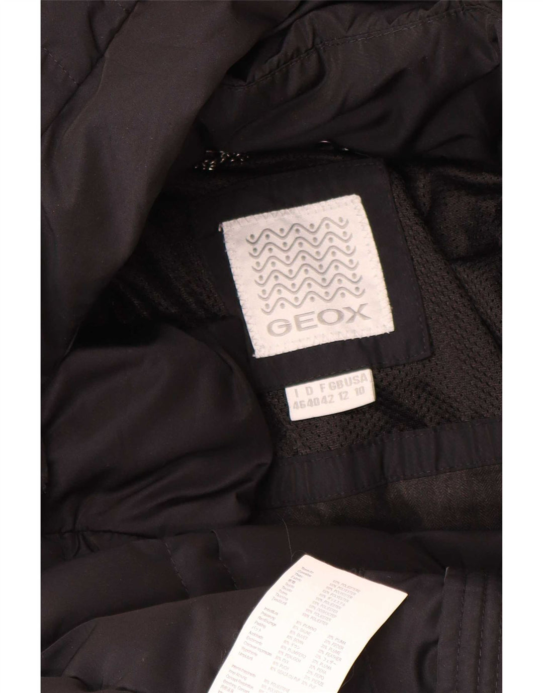 Casaco acolchoado com capuz feminino Geox UK 12 poliéster preto médio