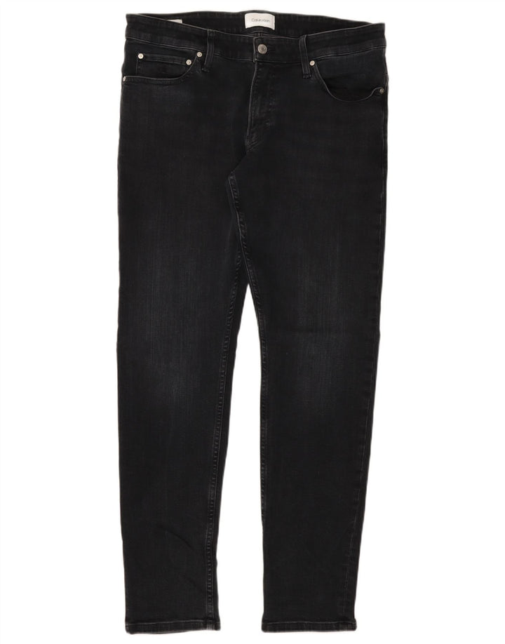 Calvin Klein Mens Jeans Slim W33 L32 Algodão Preto